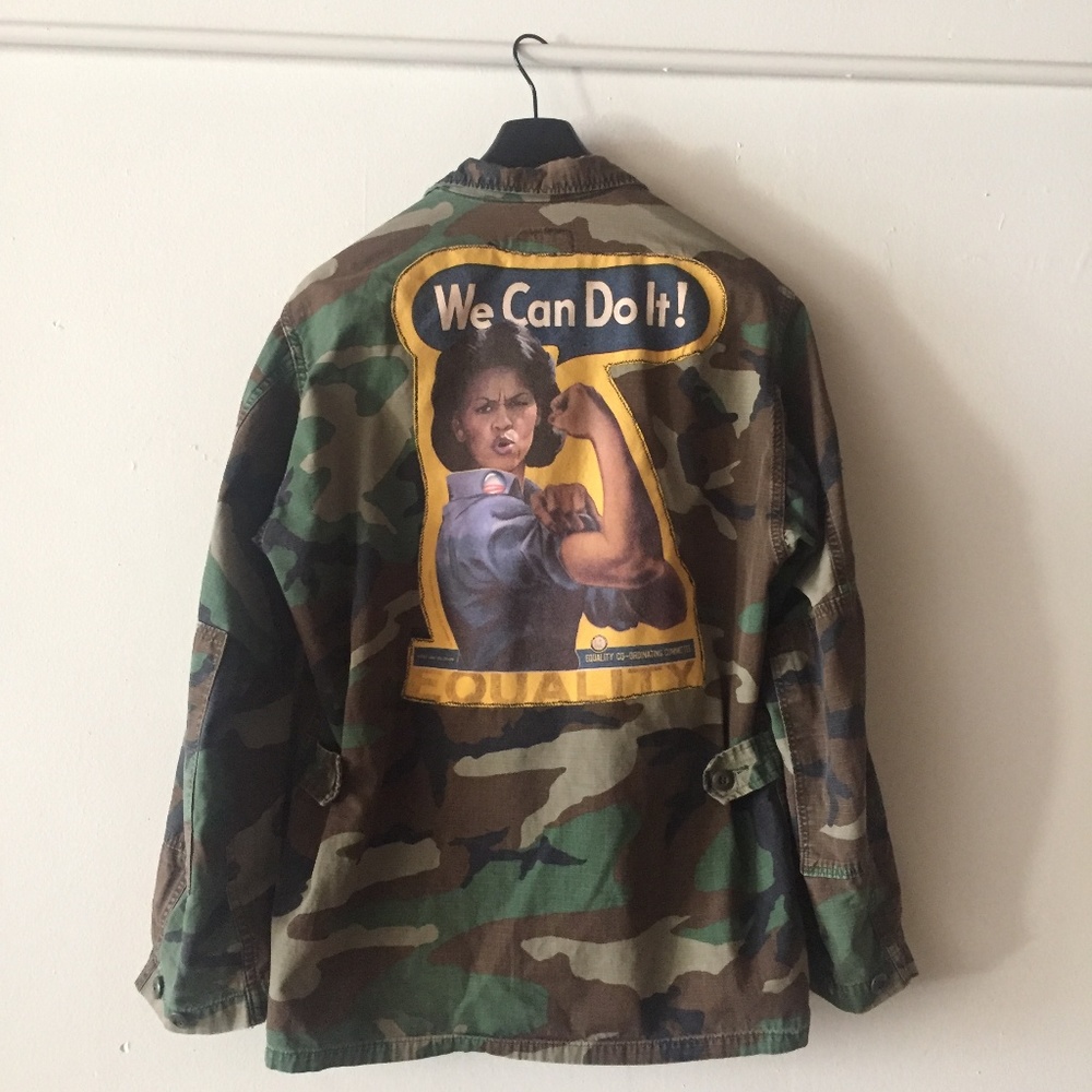 Vintage Military Jacket with Michelle Obama patch